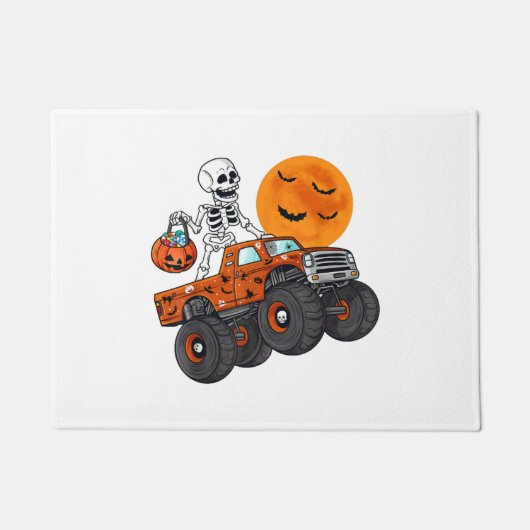 Halloween Skeleton Riding Monster Truck Deurmat (Voorkant)