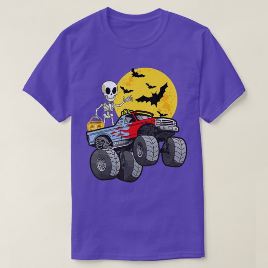 Halloween Skeleton Riding Monster Truck Pumpkin Bo T-shirt (Design voorkant)