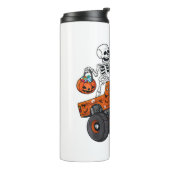 Halloween Skeleton Riding Monster Truck Thermosbeker (Gedraaid links)