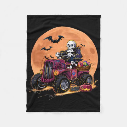 Halloween Skeleton Riding Monster Truck Toddler Bo Fleece Deken (Voorkant)
