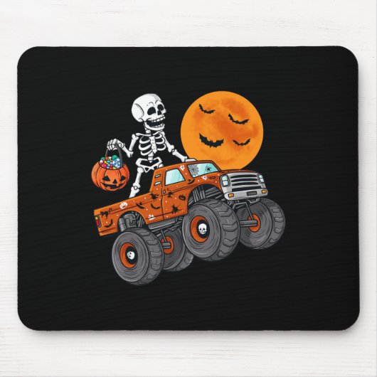 Halloween Skeleton Riding Monster Truck Toddler Bo Muismat (Voorkant)