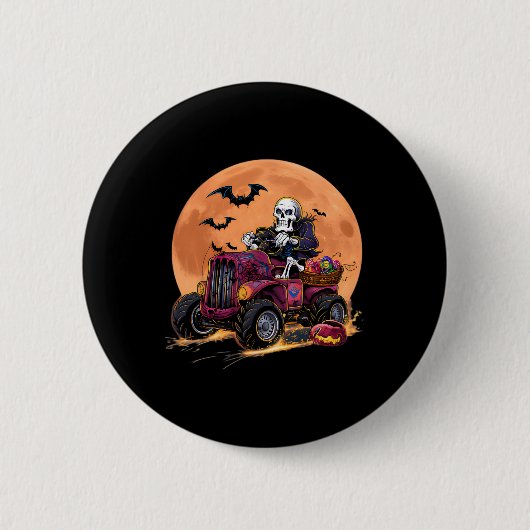 Halloween Skeleton Riding Monster Truck Toddler Bo Ronde Button 5,7 Cm (Voorkant)