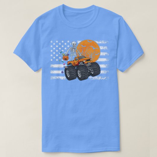 Halloween Skeleton Riding Monster Truck Toddler Bo T-shirt (Design voorkant)