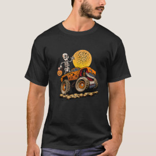 Halloween Skeleton Riding Monster Truck Toddler Bo T-shirt