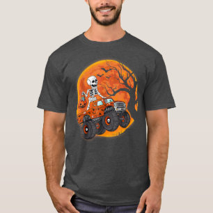 Halloween Skeleton Riding Monster Truck Toddler Bo T-shirt