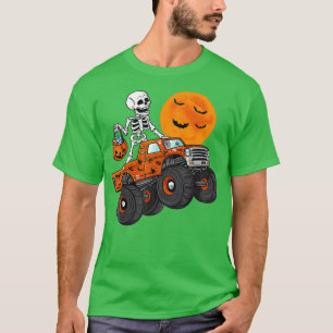 Halloween Skeleton Riding Monster Truck Toddler Bo T-shirt