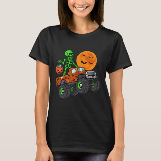 Halloween Skeleton Riding Monster Truck Toddler Bo T-shirt (Voorkant)