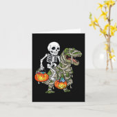 Halloween Skeleton Riding Mummy Dinosaur T Rex Fun Kaart (Gele Bloem)