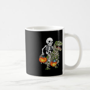 Halloween Skeleton Riding Mummy Dinosaur T Rex Fun Koffiemok