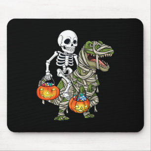 Halloween Skeleton Riding Mummy Dinosaur T Rex Fun Muismat