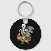 Halloween Skeleton Riding Mummy Dinosaur T Rex Fun Sleutelhanger (Achterkant)