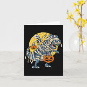 Halloween Skeleton Riding Mummy Dinosaur T Rex Pum Kaart (Gele Bloem)