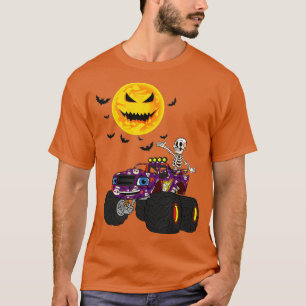 Halloween Skeleton Riding Pumpkin Truck Boys Kinde T-shirt