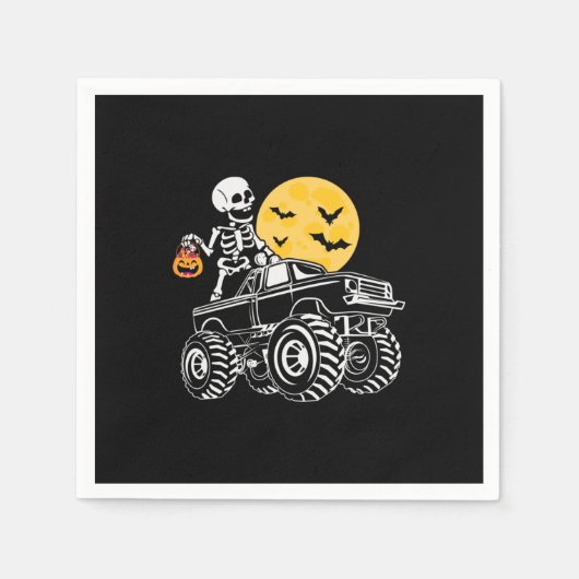 Halloween Skeleton Riding Truck Birthday Servet (Voorkant)