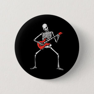 Halloween Skeleton Rock Gitaar Kostuum Rocker Mann Ronde Button 5,7 Cm
