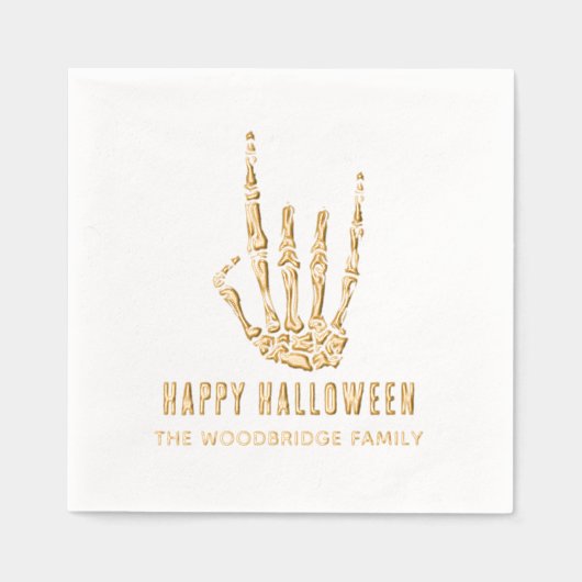 Halloween Skeleton Rock Hand Modern Custom Folie Servetten (Voorkant)
