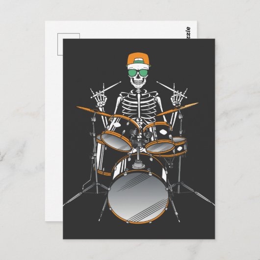 Halloween Skeleton Rock Hand Palling Drums Briefkaart (Voorkant / Achterkant)