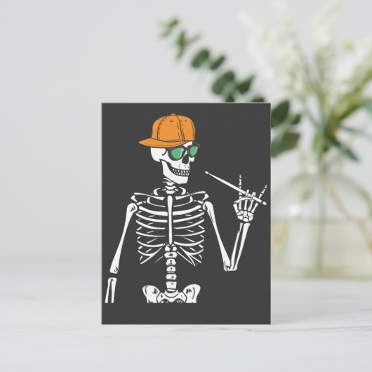 Halloween Skeleton Rock Hand Palling Drums Briefkaart (Staand voorkant)