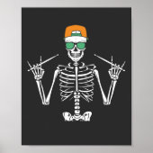 Halloween Skeleton Rock Hand Palling Drums Poster (Voorkant)