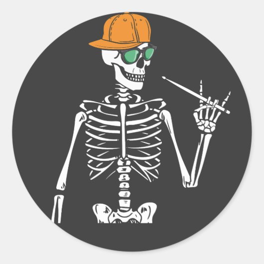Halloween Skeleton Rock Hand Palling Drums Ronde Sticker (Voorkant)