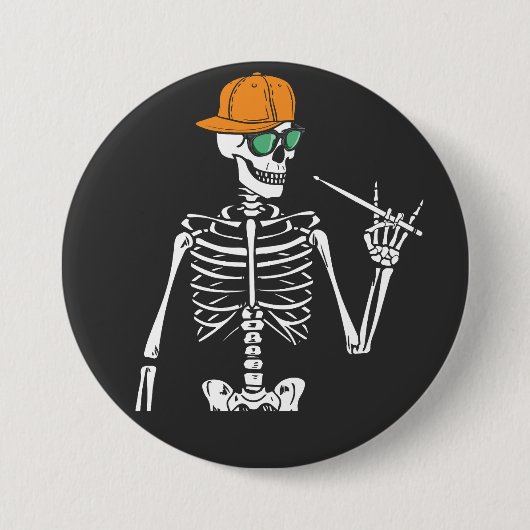 Halloween Skeleton Rock Hand Palling Drums Round Ronde Button 7,6 Cm (Voorkant)