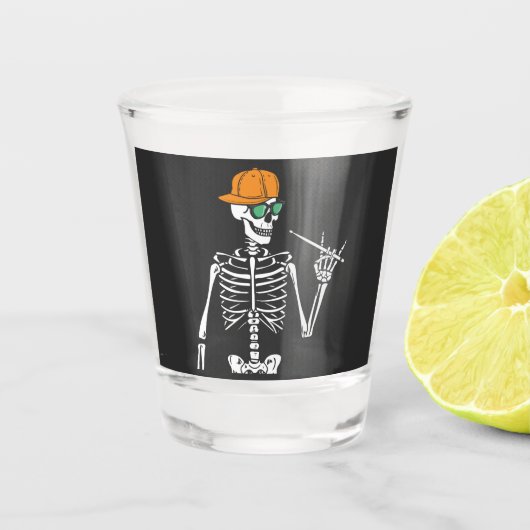 Halloween Skeleton Rock Hand Palling Drums Shot Glas (Voorkant)