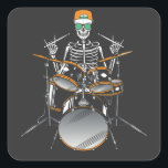 Halloween Skeleton Rock Hand Palling Drums Vierkante Sticker<br><div class="desc">Halloween Skeleton Rock Hand Drummer die Drums Graphic Design Gift Square Sticker Classic Collectie speelt.</div>