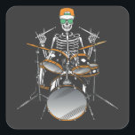 Halloween Skeleton Rock Hand Palling Drums Vierkante Sticker<br><div class="desc">Halloween Skeleton Rock Hand Drummer die Drums Graphic Design Gift Square Sticker Classic Collectie speelt.</div>