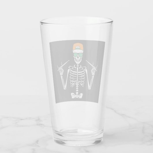 Halloween Skeleton Rock Hand Plays Drums Drinkin Glas (Achterkant)