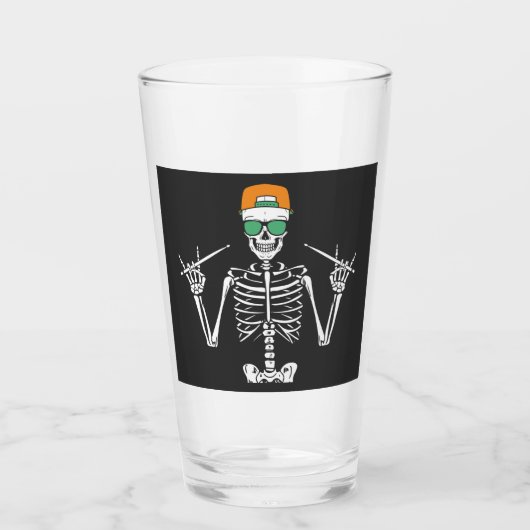 Halloween Skeleton Rock Hand Plays Drums Drinkin Glas (Voorkant)