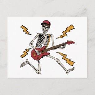 Halloween Skeleton Rock Hand Plays Guitar Briefkaart