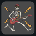 Halloween Skeleton Rock Hand Plays Guitar Vierkante Sticker<br><div class="desc">Halloween Skeleton Rock Hand Plays Guitar Graphic Design Gift Square Sticker Classic Collectie.</div>