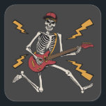 Halloween Skeleton Rock Hand Plays Guitar Vierkante Sticker<br><div class="desc">Halloween Skeleton Rock Hand Plays Guitar Graphic Design Gift Square Sticker Classic Collectie.</div>