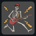 Halloween Skeleton Rock Hand Plays Guitar Vierkante Sticker<br><div class="desc">Halloween Skeleton Rock Hand Plays Guitar Graphic Design Gift Square Sticker Classic Collectie.</div>