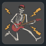Halloween Skeleton Rock Hand Plays Guitar Vierkante Sticker<br><div class="desc">Halloween Skeleton Rock Hand Plays Guitar Graphic Design Gift Square Sticker Classic Collectie.</div>
