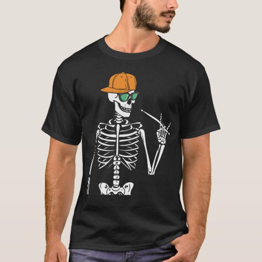 Halloween Skeleton Rock Hand Plays Mannen T-shirt (Voorkant)