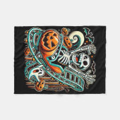 Halloween Skeleton Roller Onderzetter Fleece Deken (Voorkant (Horizontaal))