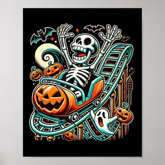 Halloween Skeleton Roller Onderzetter Poster (Voorkant)