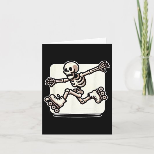 Halloween Skeleton Rolschaatser Kaart (Voorkant)