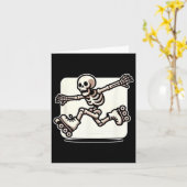 Halloween Skeleton Rolschaatser Kaart (Gele Bloem)