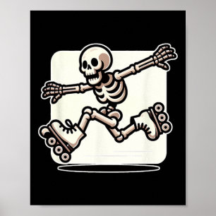 Halloween Skeleton Rolschaatser Poster