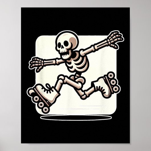 Halloween Skeleton Rolschaatser Poster (Voorkant)