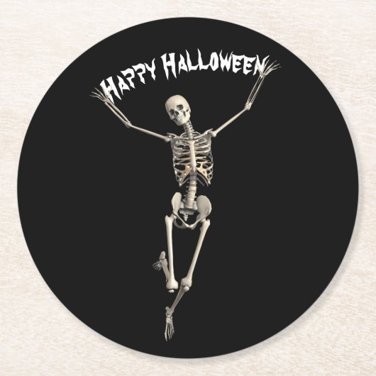 Halloween Skeleton Ronde Kartonnen Onderzetter (Voorkant)
