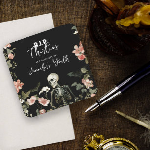 Halloween Skeleton Roze Bloemen 40ste Verjaardag P Kartonnen Onderzetters