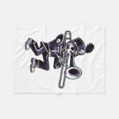 Halloween Skeleton School Marching Band Trombone P Fleece Deken (Voorkant (Horizontaal))