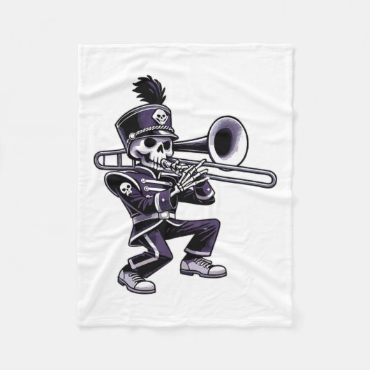 Halloween Skeleton School Marching Band Trombone P Fleece Deken (Voorkant)