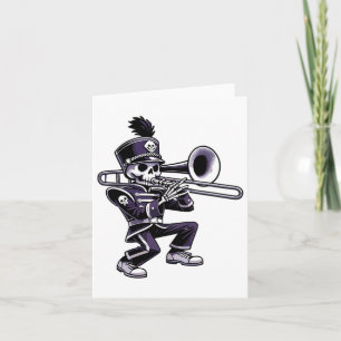 Halloween Skeleton School Marching Band Trombone P Kaart