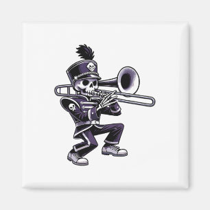 Halloween Skeleton School Marching Band Trombone P Magneet