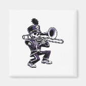 Halloween Skeleton School Marching Band Trombone P Magneet (Voorkant)