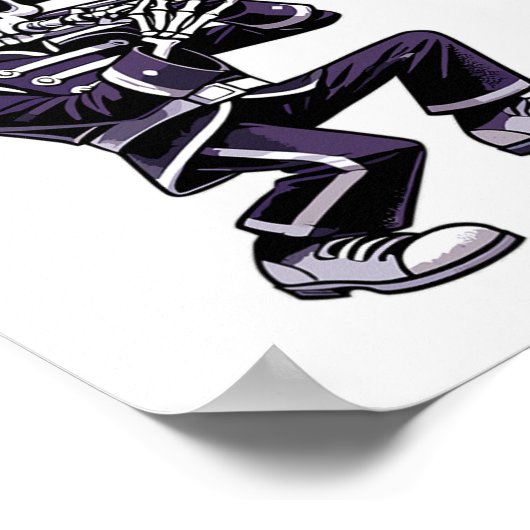 Halloween Skeleton School Marching Band Trombone P Poster (Hoek)